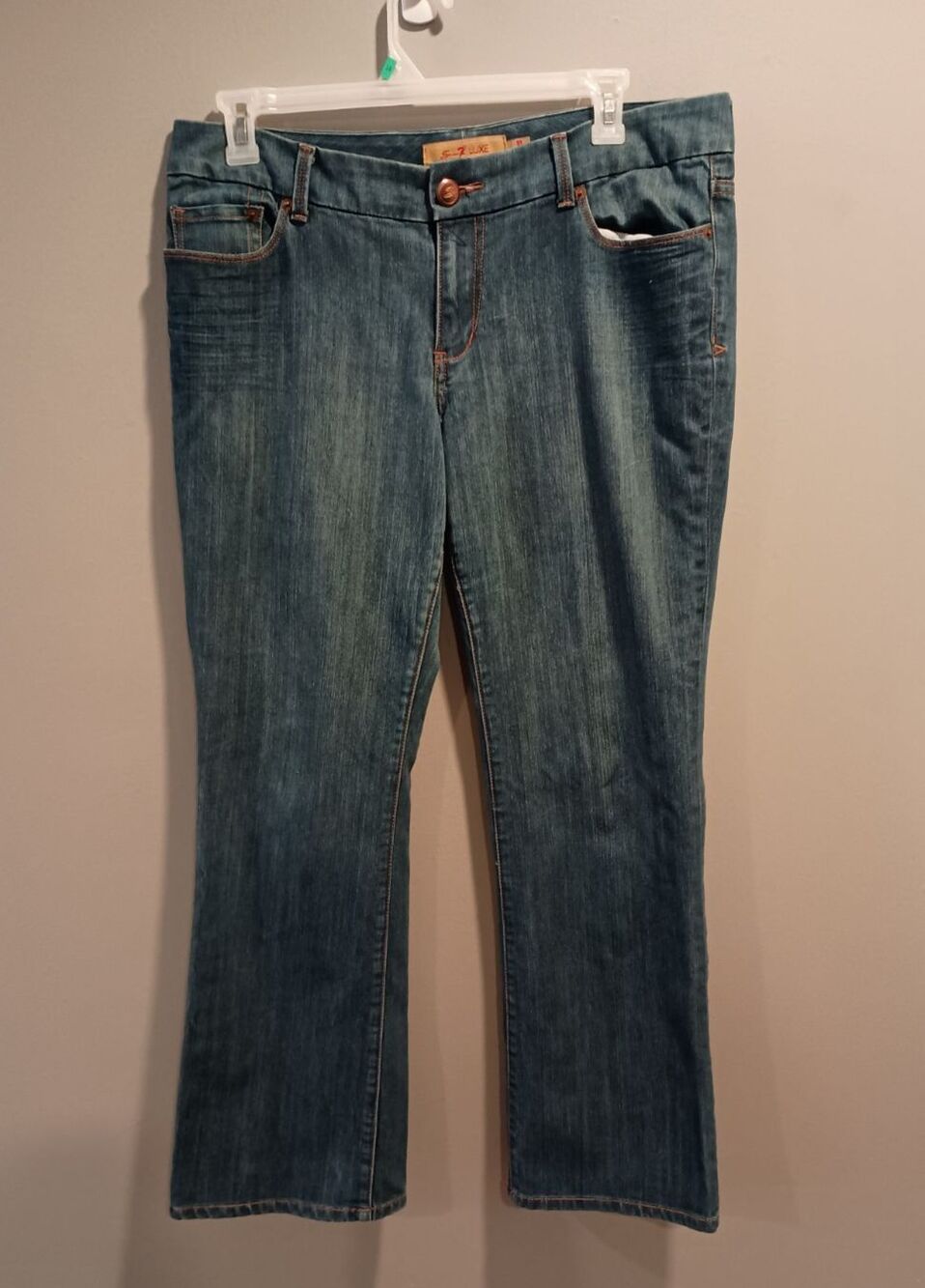 Seven 7 Luxe Medium Wash Thalia Womens Bootcut Low Rise Y2K Jeans Plus Size 18